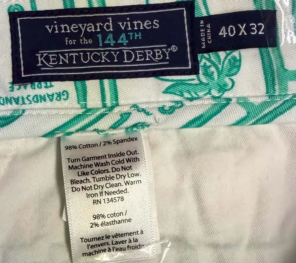 Vineyard Vines Kentucky Derby Ticket Print Breaker Pants men’s 40x32